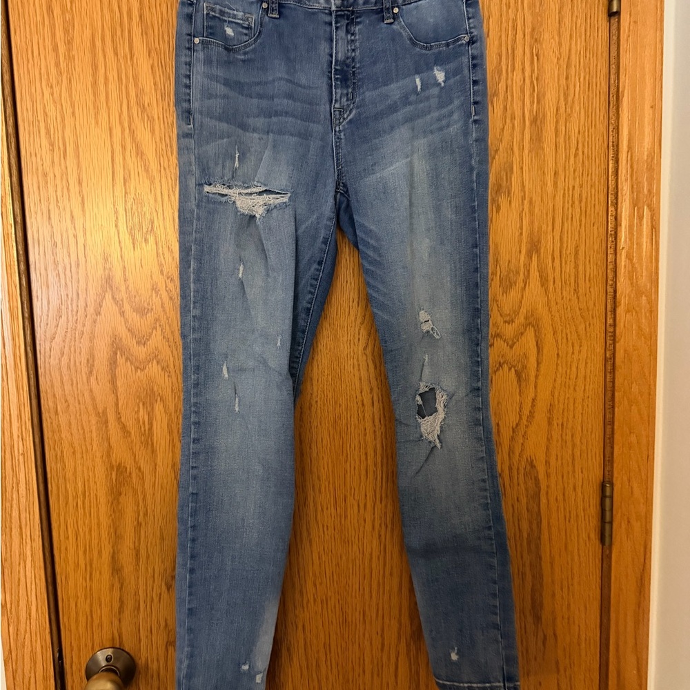 Fashion Nova Ripped Blue Skinny Jeans